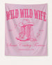Rectangular party banner with vintage western bachelorette artwork for a cowgirl bride celebration. Personalized with bride name, wedding year, and destination city for the Nashville or any-city bachelorette crew.
