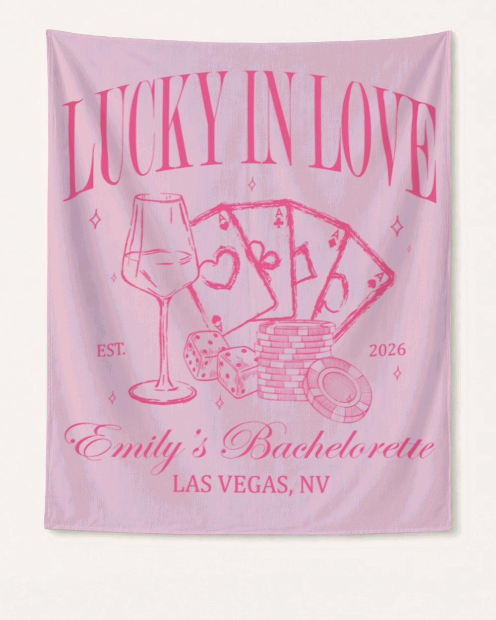 Lucky In Love Wine Cards Banner Blossom