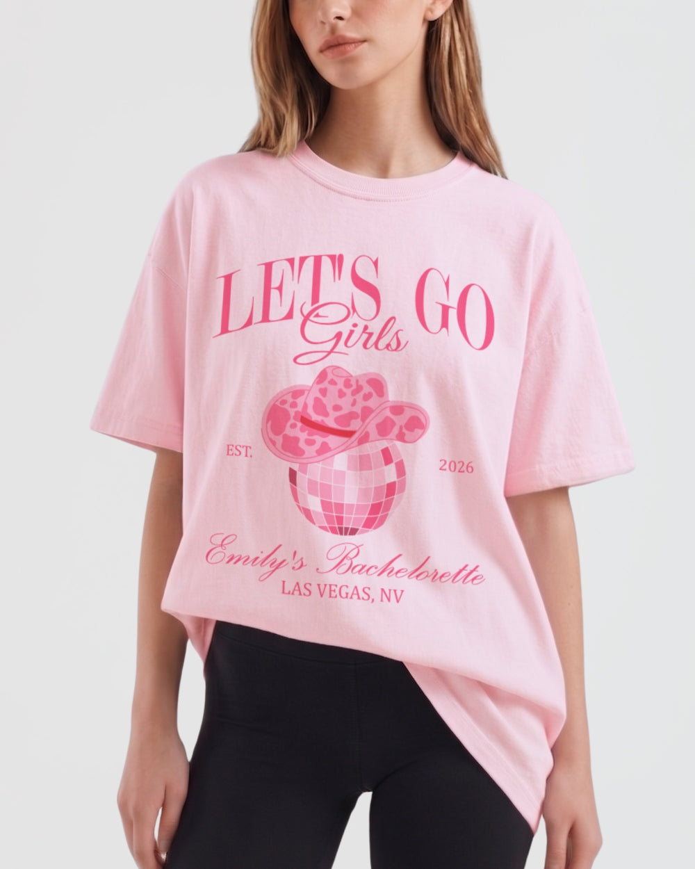 Man, I Feel Like A Bride & Let's Go Girls Disco T-Shirt Blossom
