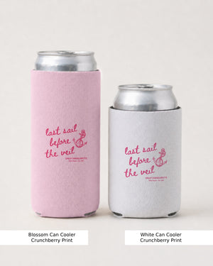 Bride-to-be and fishing crew can coolers for the Last Cast Before the Veil bachelorette party. Script and fishing hook design for the outdoorsy bachelorette celebration.