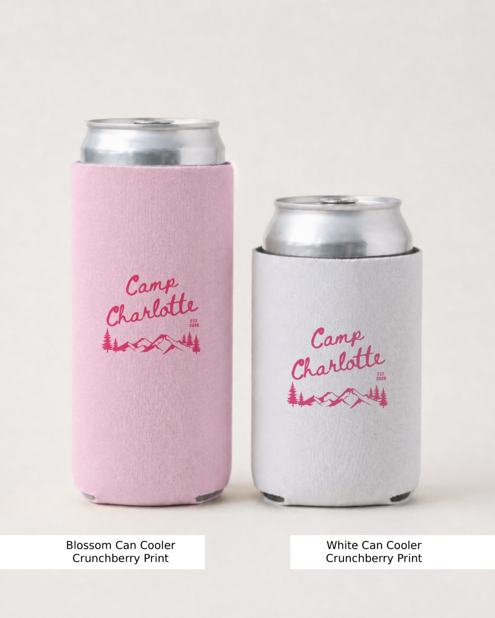 Camp Name Rustic Mountain Party Can Cooler Blossom