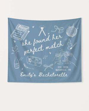 She Found Her Perfect Match Banner Blue Jean