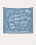 Gift idea for the bachelorette crew: a Hamptons-themed party banner with minimalist doodle art. Personalized with bride name, destination, and year for the full weekend setup.