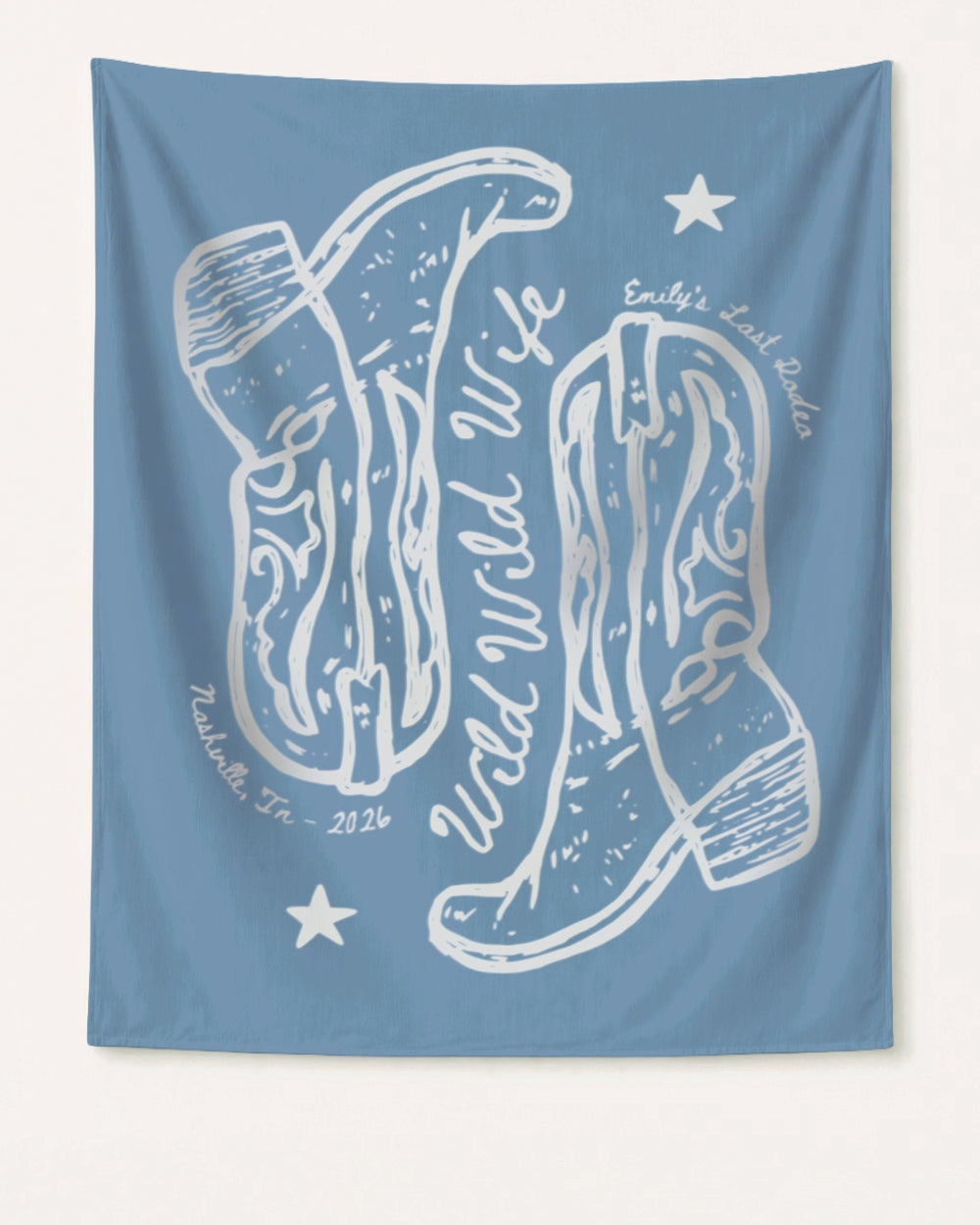 Wild Wild Wife Cowgirl Boots Banner Blue Jean
