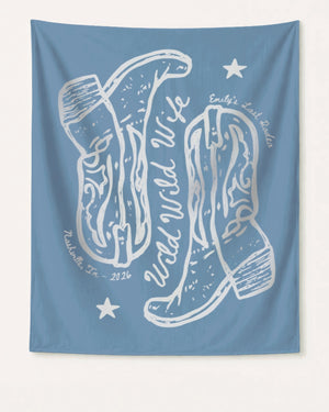 Wild Wild Wife Cowgirl Boots Banner Blue Jean
