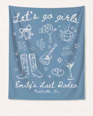 Let's Go Girls Cowgirl Party Banner Blue Jean
