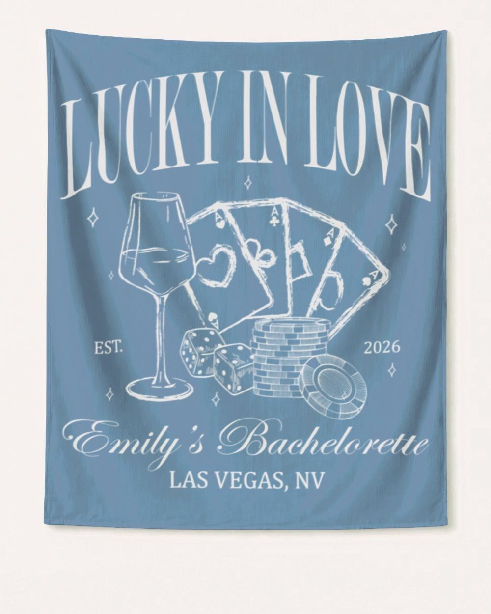 Lucky In Love Wine Cards Banner Blue Jean