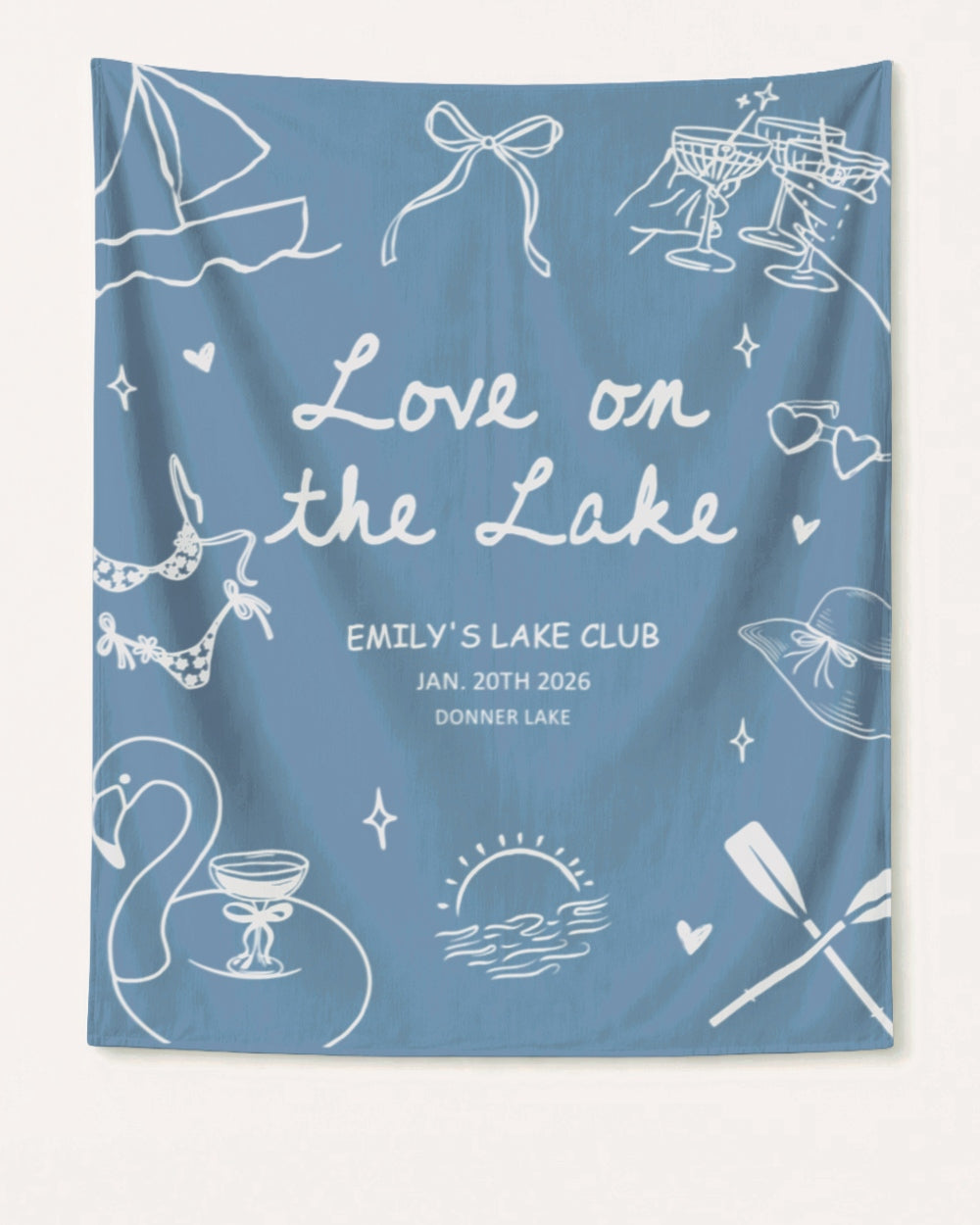 Love on the Lake Banner Blue Jean