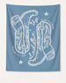 Settlin' Down & Saddlin' Up Cowgirl Boots Banner Blue Jean