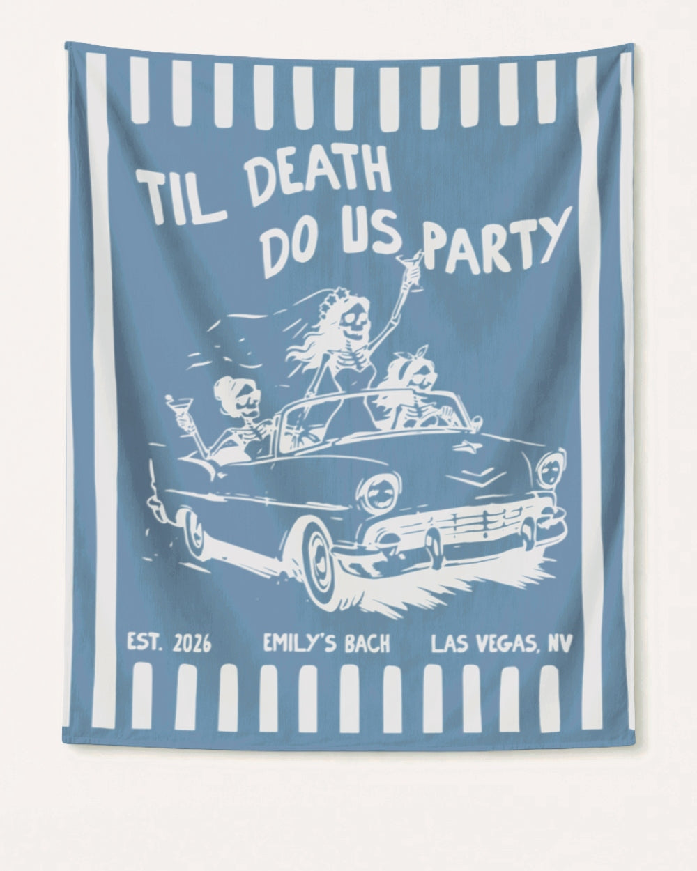 Bride or Die and Ride or Die Stripes Banner Blue Jean