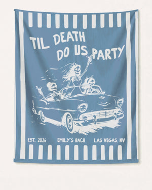 Bride or Die and Ride or Die Stripes Banner Blue Jean