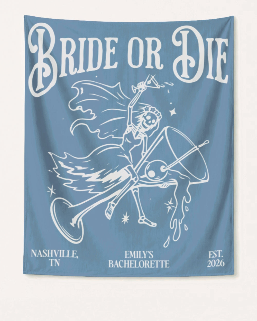Bride or Die and Ride or Die with Martini Banner Blue Jean