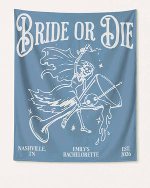 Bride or Die and Ride or Die with Martini Banner Blue Jean