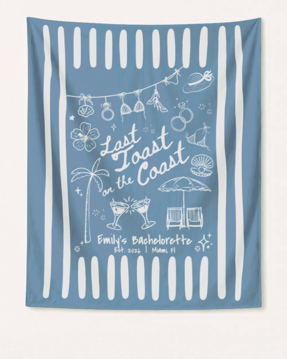 Last toast on the coast - Stripes Banner Blue Jean