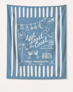 Last toast on the coast - Stripes Banner Blue Jean