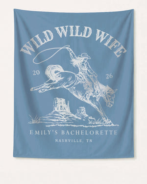 Bride and bridesmaids bachelorette party banner with vintage western theme. Personalized with bride name, year, and destination city for the full Nashville or any-city crew.