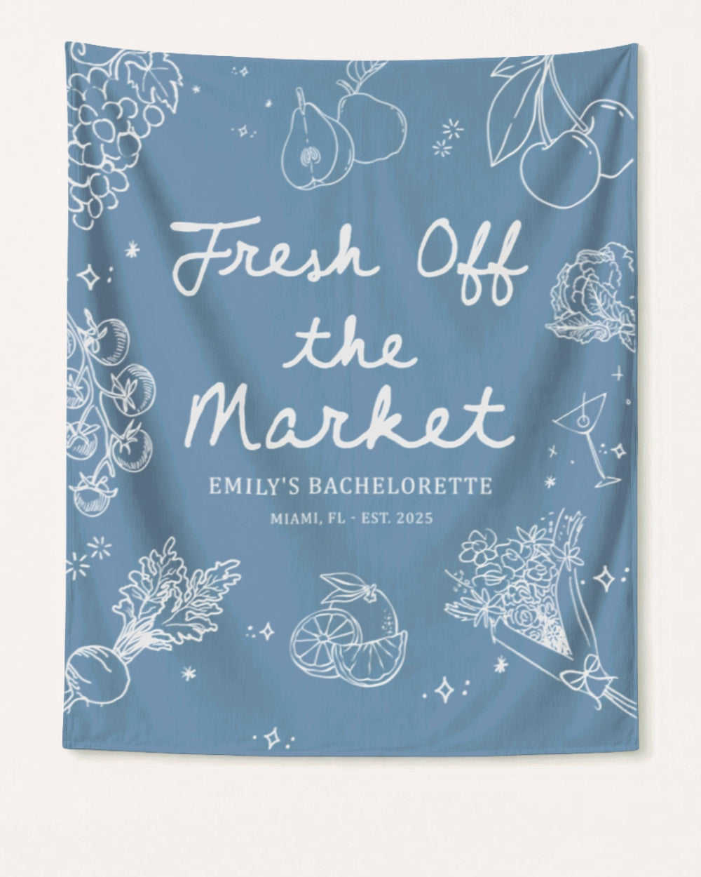 Fresh Off the Market Banner Blue Jean
