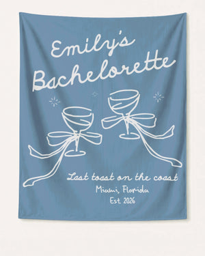 Last Toast on the Coast - Bow Cocktail Bach Banner Blue Jean