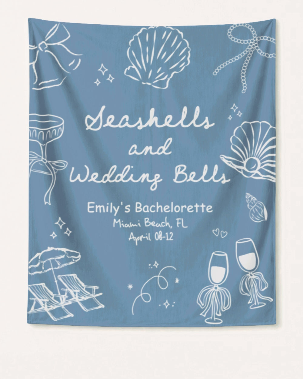 Seashells & Wedding Bells Banner Blue Jean