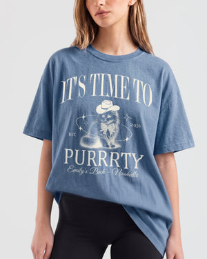I'm Getting Meowied Bow T-Shirt Blue Jean