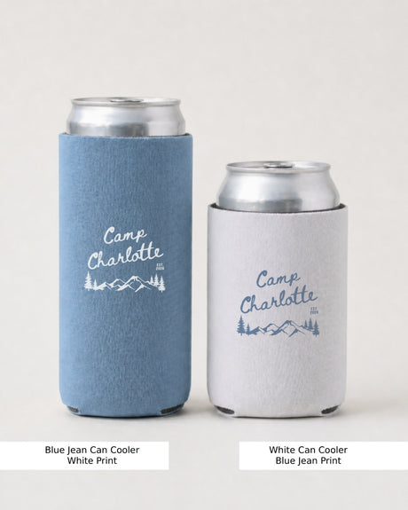 Camp bachelorette party favor can cooler for lake trips, cabin weekends, and group drinks