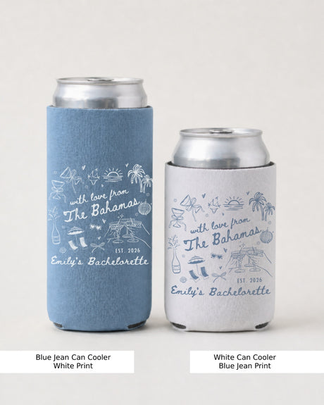 With Love from The Bahamas Can Cooler Blue Jean