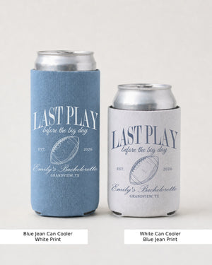 Last Play Before the Big Day - Football Can Cooler Blue Jean