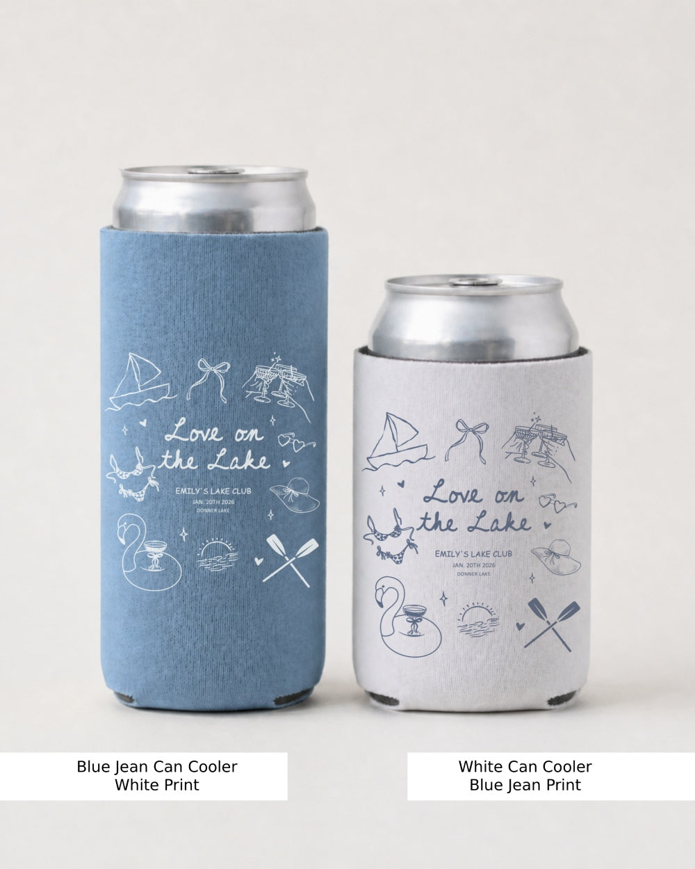 Love on the Lake Can Cooler Blue Jean