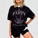 Stylish black cotton shirt with a skeleton bride design, perfect for a gothic or Halloween-themed bachelorette party or bridal shower
