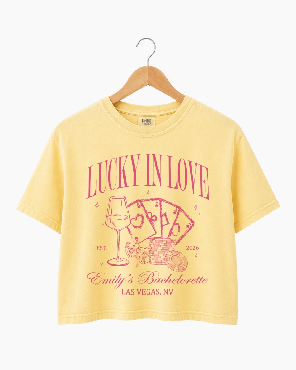 Lucky In Love Wine Cards Crop Top Butter
