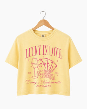 Lucky In Love Wine Cards Crop Top Butter