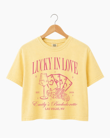 Lucky In Love Wine Cards Crop Top Butter
