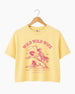 Personalized bachelorette crop top with bride name, year, and city on a vintage western rodeo design. Custom Wild Wild Wife cowgirl theme for the whole bridal crew.