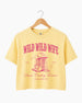 Maid-of-honor gift idea: Wild Wild Wife cowgirl bachelorette crop top with vintage western script. Personalized with bride name, year, and destination city for the full Nashville crew.