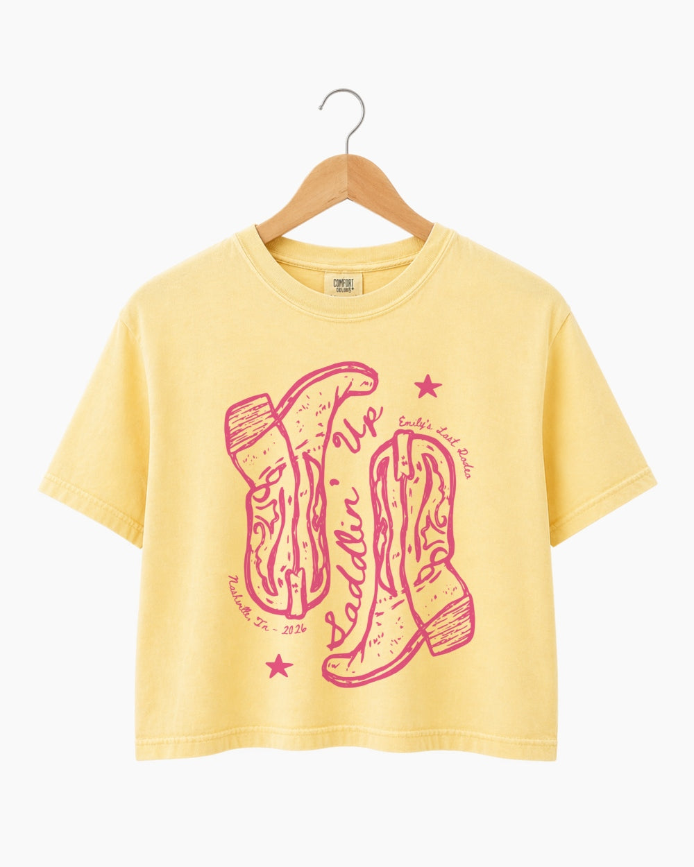 Settlin' Down & Saddlin' Up Cowgirl Boots Crop Top Butter