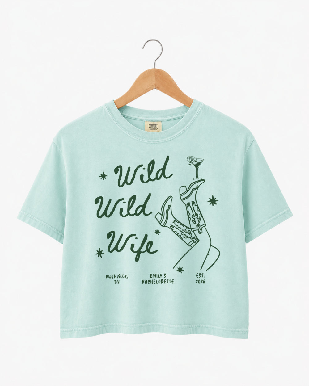 Wild Wild Wife bachelorette shirt for brides planning a western or country themed celebration
