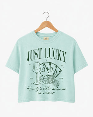 Lucky In Love Wine Cards Crop Top Chalky Mint