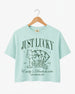 Lucky In Love Wine Cards Crop Top Chalky Mint