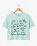 Gift idea for the bachelorette crew: Hamptons-themed crop top with playful illustrated doodles and script lettering. Personalized with bride name, destination, and weekend year for the whole party.