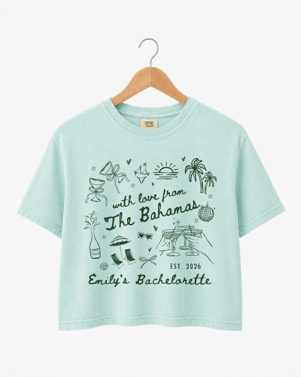 With Love from The Bahamas Crop Top Chalky Mint