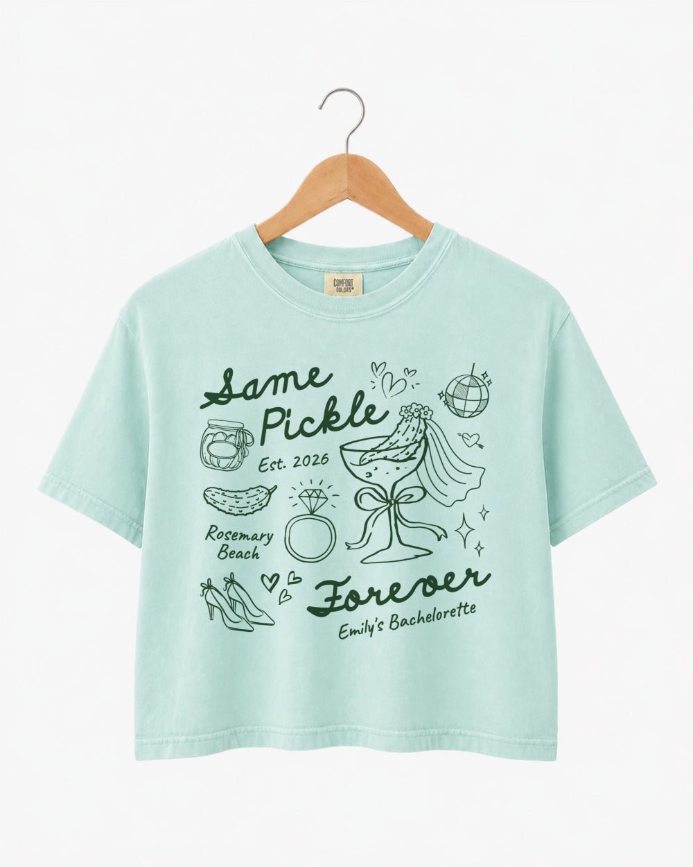 Same Pickle Forever & Last Pickle She'd Ever Tickle Crop Top Chalky Mint