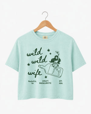 Wild Wild Wife Cowgirl Tequila Crop Top Chalky Mint