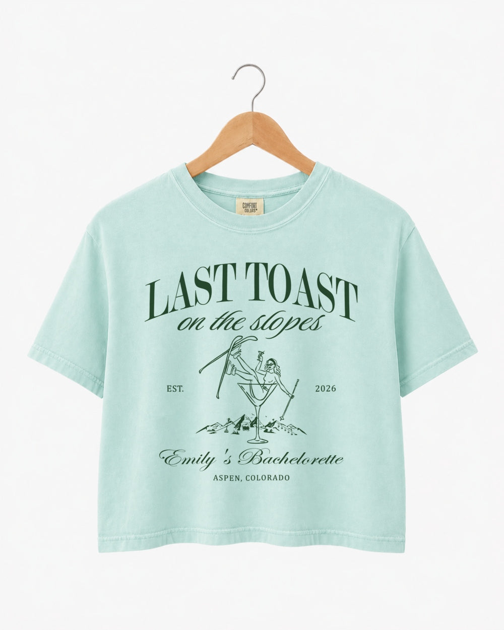 Last Toast on The Slopes Martini Crop Top Chalky Mint