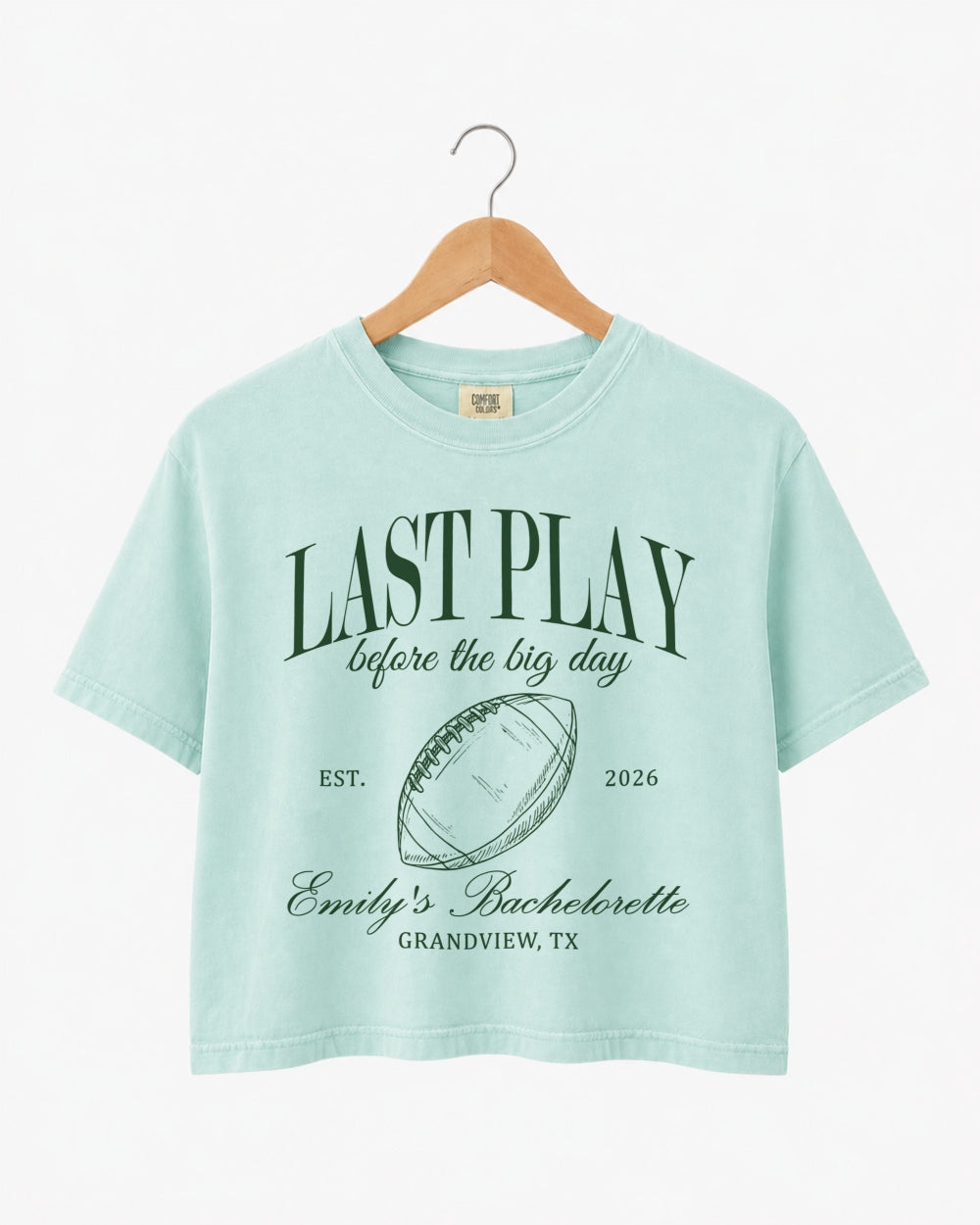 Last Play Before the Big Day - Football Crop Top Chalky Mint