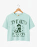 I'm Getting Meowied Bow Crop Top Chalky Mint