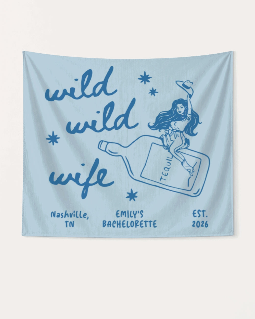 Wild Wild Wife Cowgirl Tequila Banner Chambray