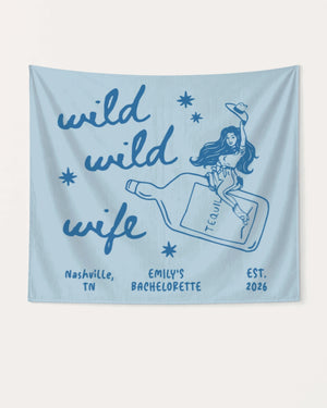 Wild Wild Wife Cowgirl Tequila Banner Chambray
