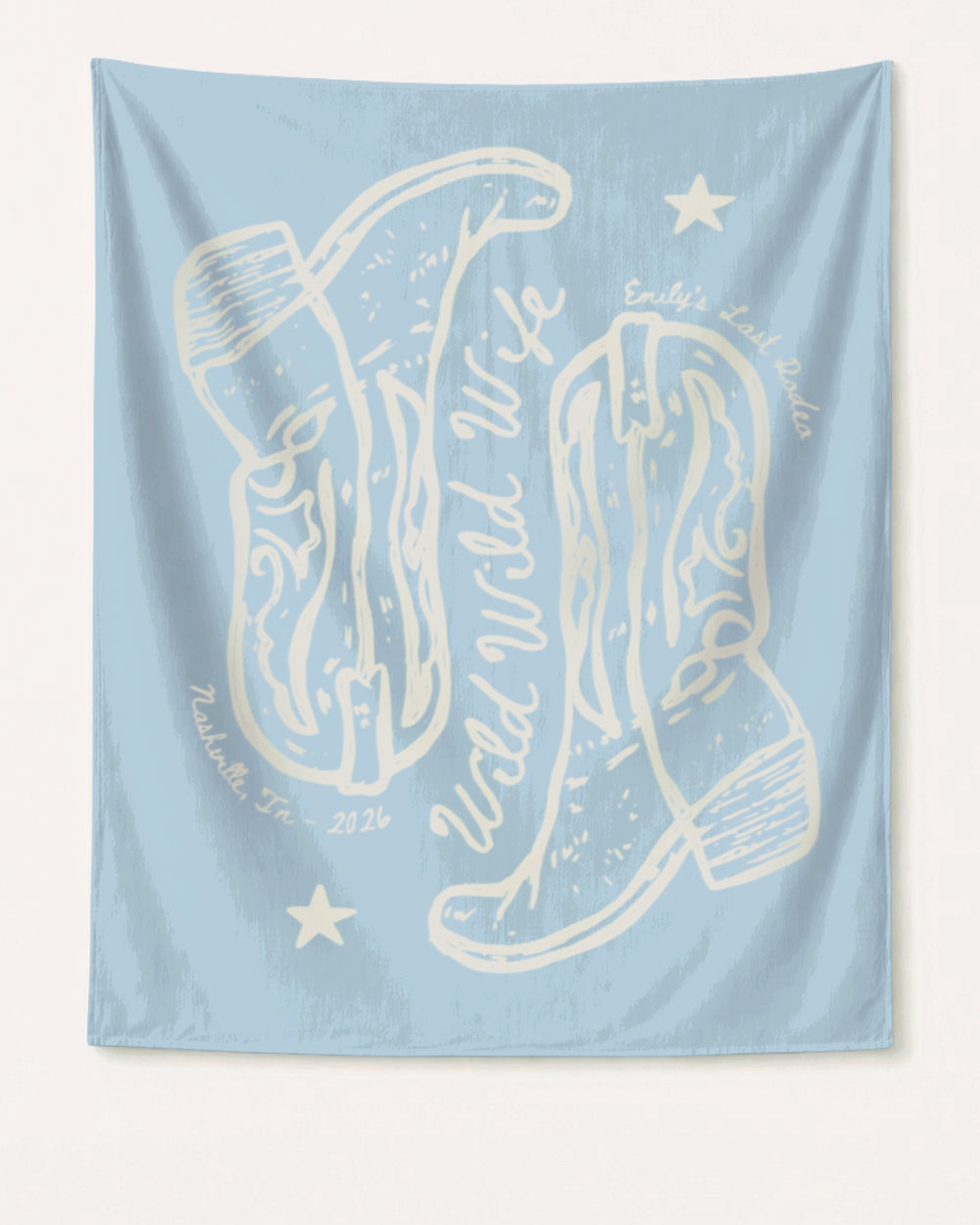 Wild Wild Wife Cowgirl Boots Banner Chambray
