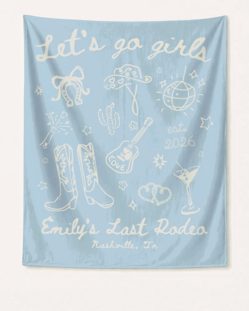 Let's Go Girls Cowgirl Party Banner Chambray