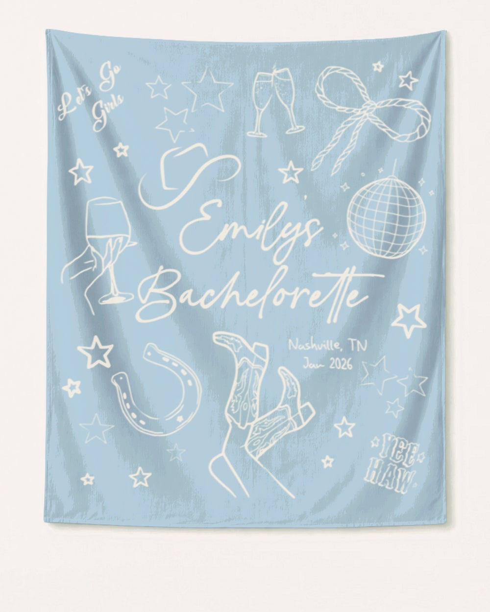 Let's Go Girls Disco Boots Banner Chambray